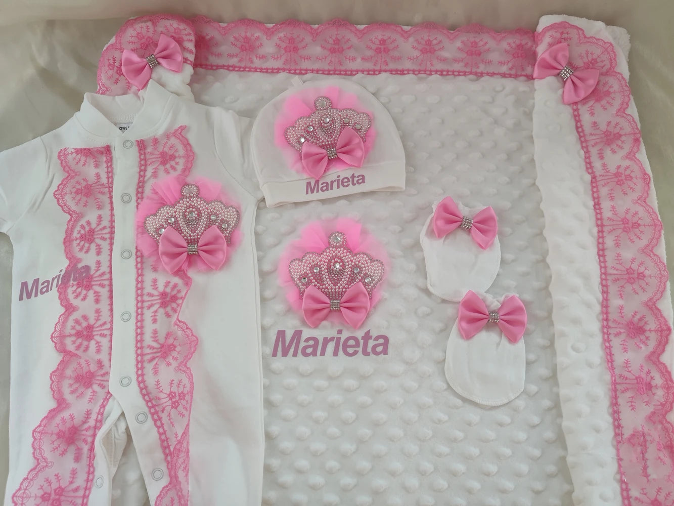 5pcs Handmade Personalized Baby Newborn Jewels Crown Set