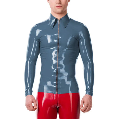 Mens Fashion Zipper Long Sleeve Jacket Turn-down Collar