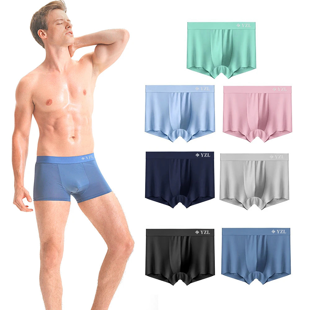 Men's Silk Flat Corner Antibacterial  Boxer Briefs