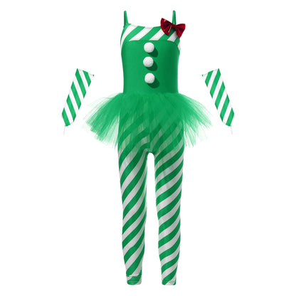 Girls Candy Cane Costume Christmas Dancewear Stripes