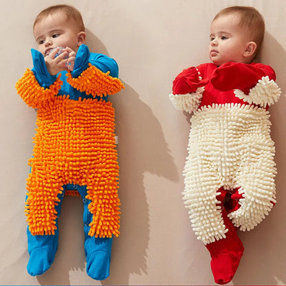 Girls Cleaning Mop Long Sleeve Crawling Jumpsuit