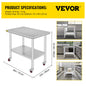 Stainless Steel Commercial Work Table Caster Wheels