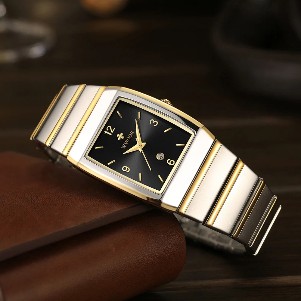 Luxury Square Men's Wristwatch Stainless Steel Waterproof