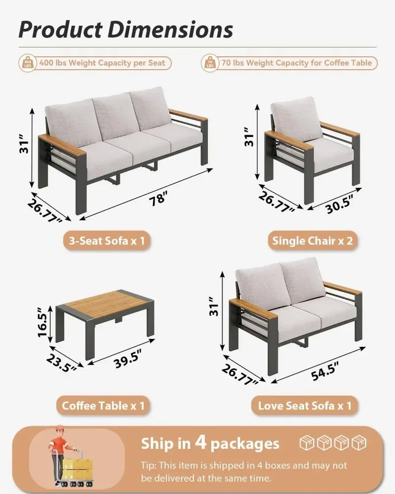 Outdoor Sectional with Coffee Table, Patio Sets