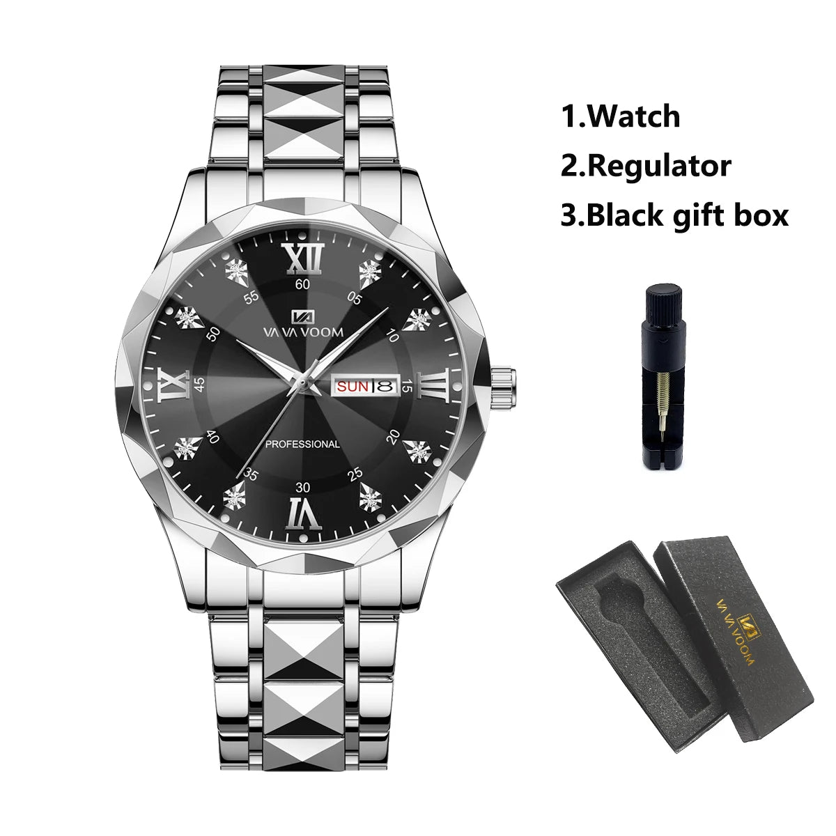 Diamond Luxury Night Glow Double Calendar Quartz