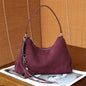 Suede Genuine Leather Crescent Shoulder Bags For Women