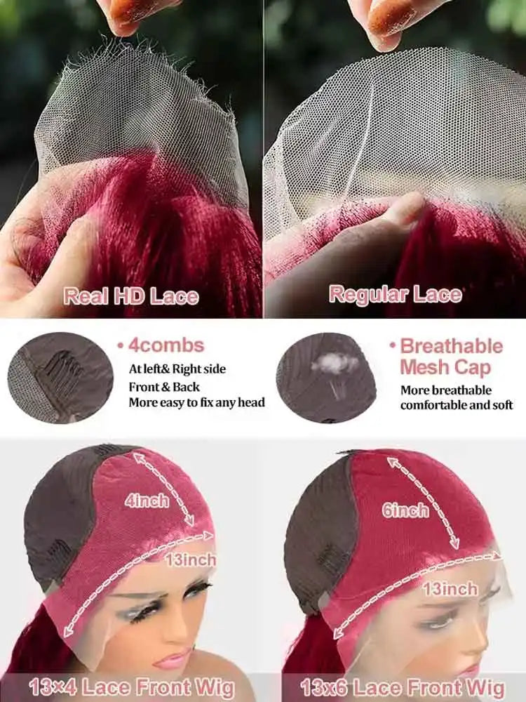 Burgundy Lace Front Human Hair Wave Brazilian