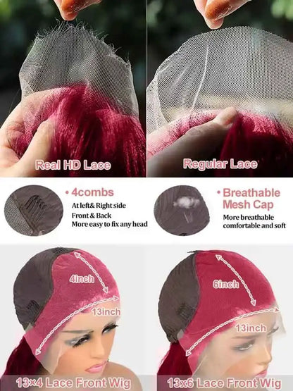 Burgundy Lace Front Human Hair Wave Brazilian