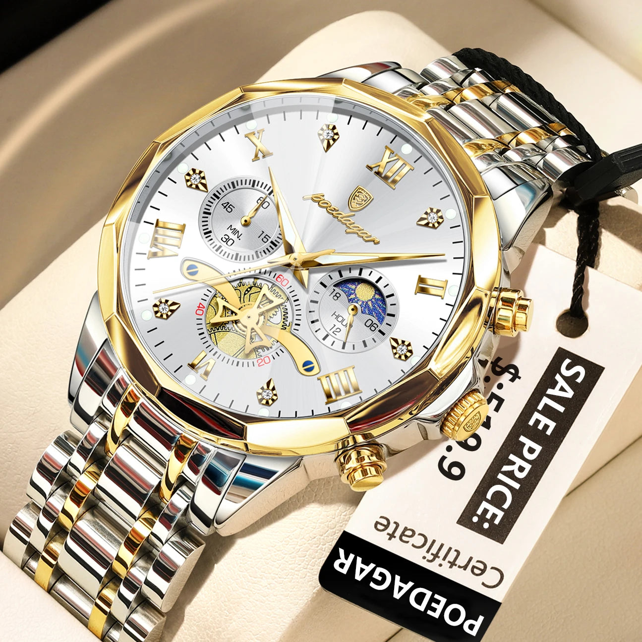 POEDAGAR Luxury Watch Top Original Waterproof Chronograph