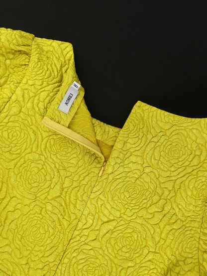 Elegant A-line Dress Short Sleeve 3D Puff Sleeves