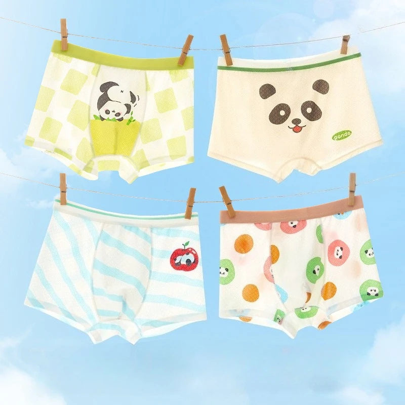 4PCSThin  Mesh Breathable Boys Antibacterial Cartoon Underwear