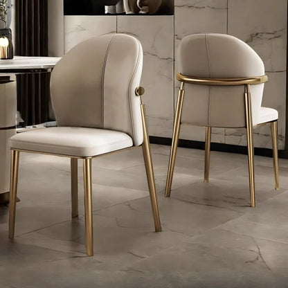 Luxury Leather Dining Chair Backrest Armchair