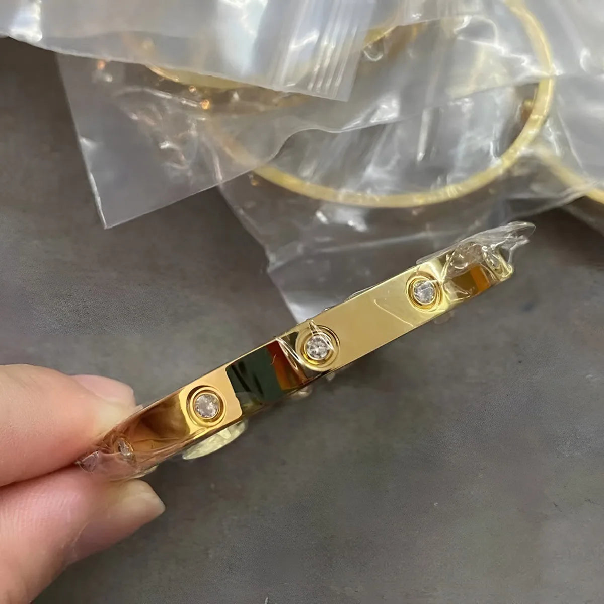 Diamond Cuff Women Bracelet Gold Tone