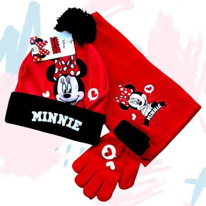 3PCS Boys/Girls Minnie Mouse Cartoon Scarf Hat glove
