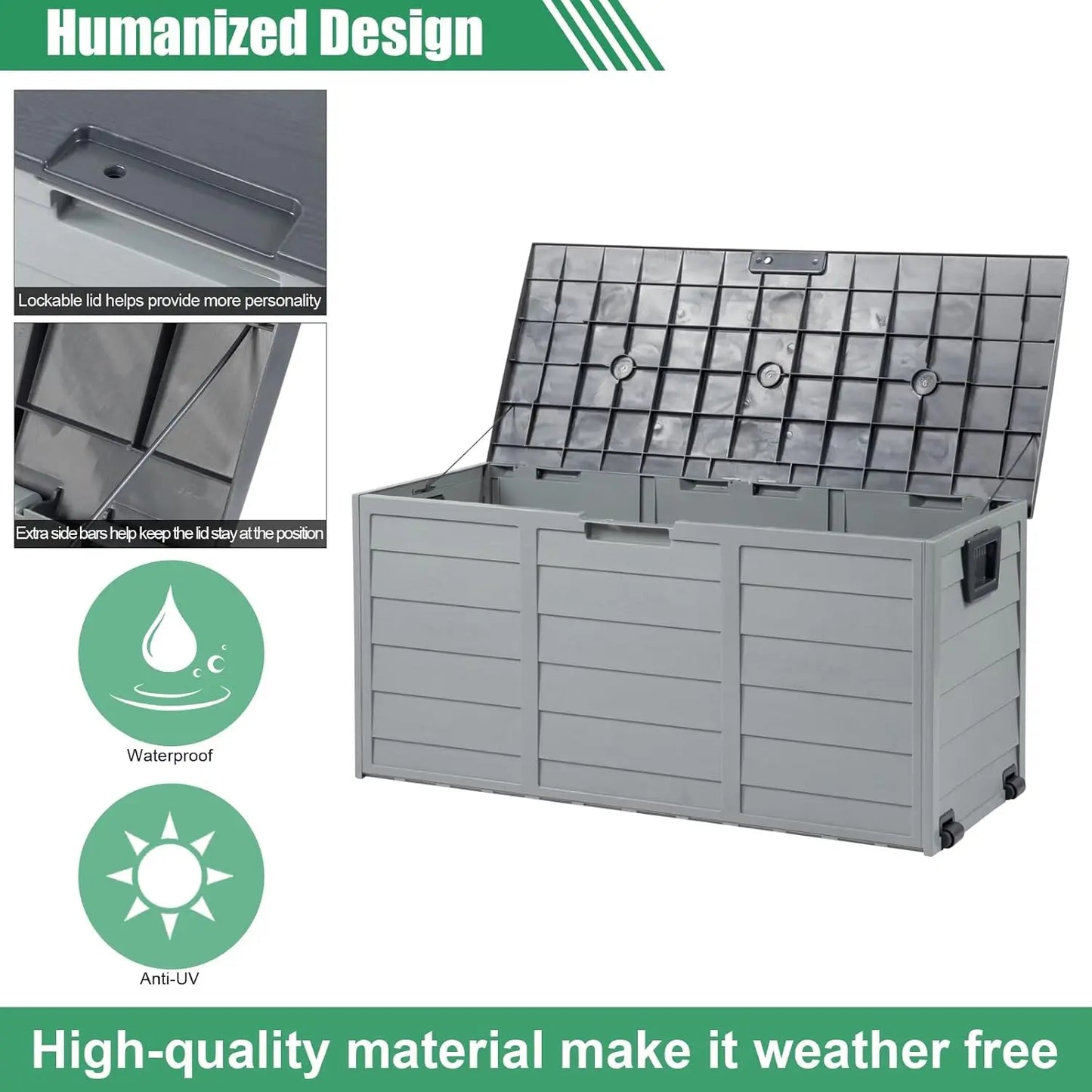 Outdoor Storage Box 75 Gallon with Wheels