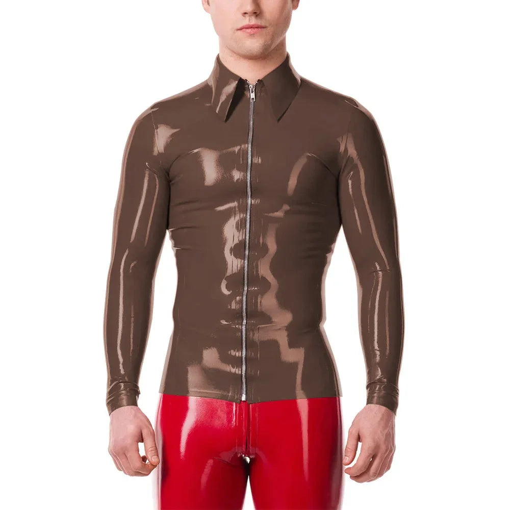 Mens Fashion Zipper Long Sleeve Jacket Turn-down Collar