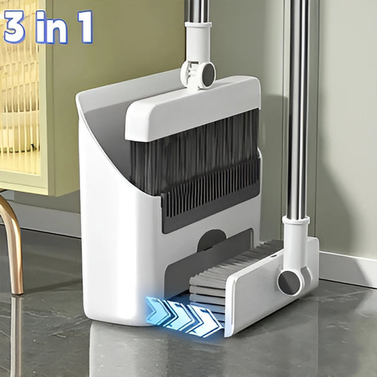 3 in 1 Broom and Dustpan Floor Brush Long-handled