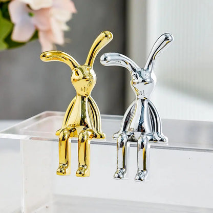 Adorable Long Ear Bunny Figurines Models