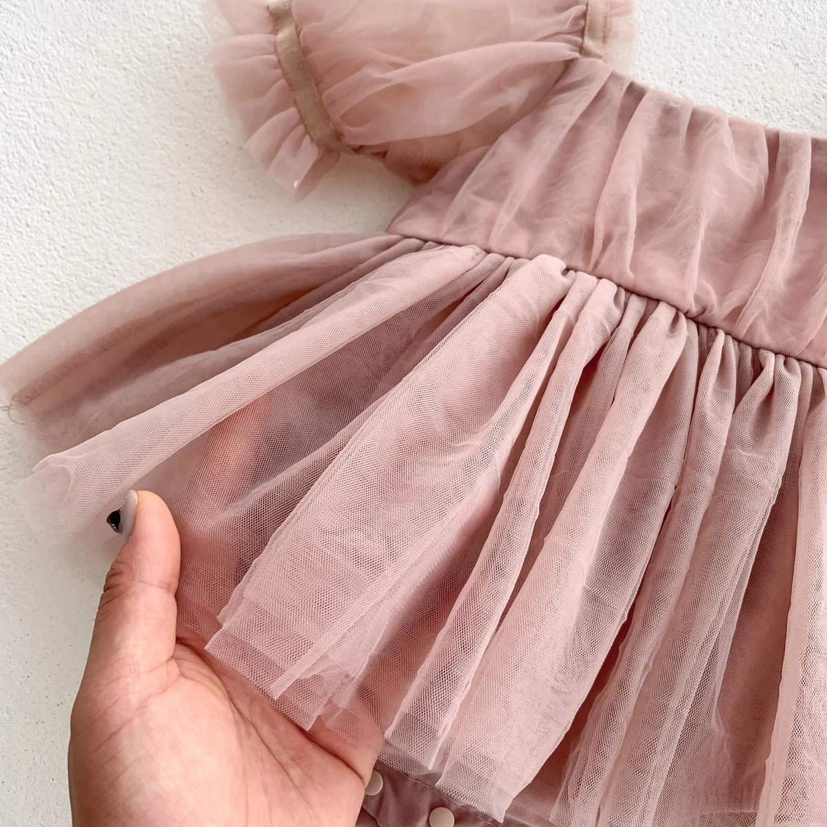Mesh One Piece Puff Sleeve Girls Clothing