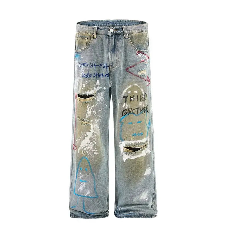 Men, Straight Loose Wide-Leg Trendy Brand