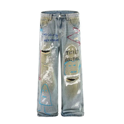 Men, Straight Loose Wide-Leg Trendy Brand