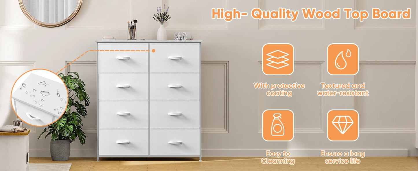 8 Fabric Drawers Storage Cabinet Steel Frame Assembly