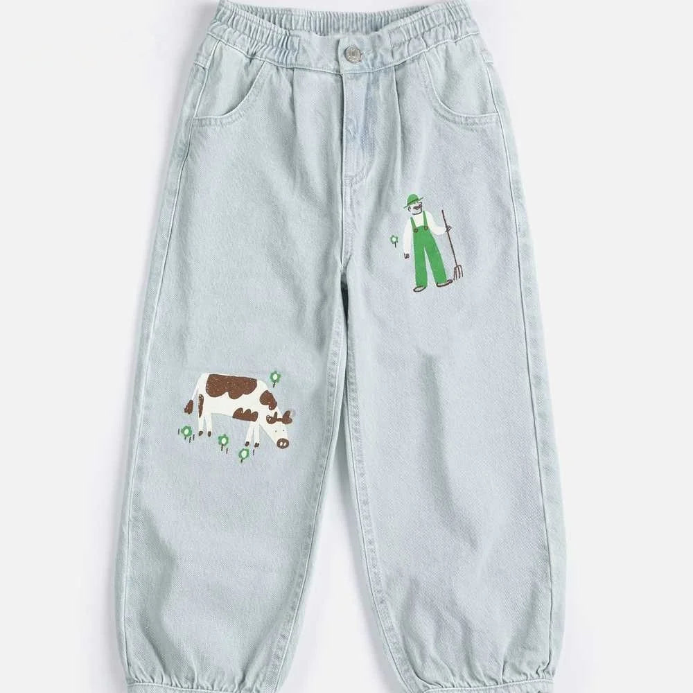 Girls Dress Printed Skirts Patchwork Outwear Pant Set