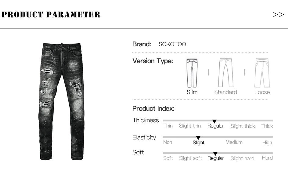 Men Ripped Distressed Black Slim Tapered Jeans