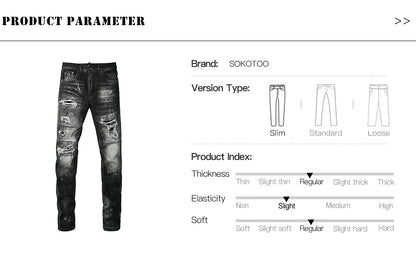 Men Ripped Distressed Black Slim Tapered Jeans