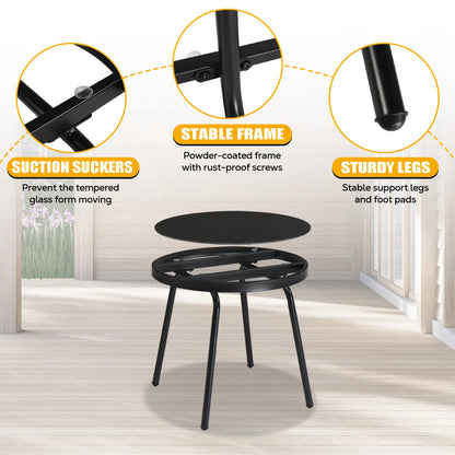 3-Piece Patio Bistro Table, with 2 Stackable Chairs