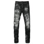 Men Ripped Distressed Black Slim Tapered Jeans