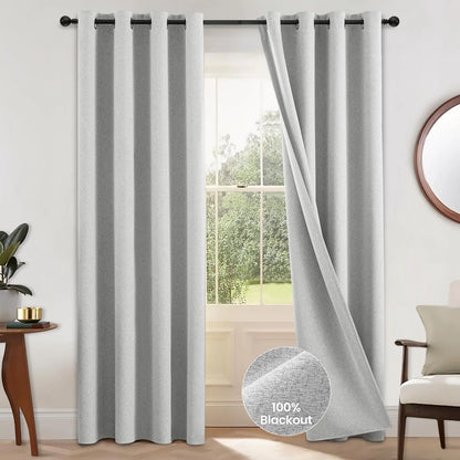 Custom Made 100% Blackout Faux Linen Curtains