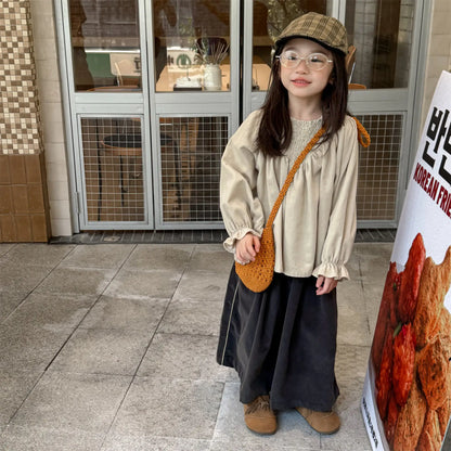 Bat Sleeve Baby Girl's Corduroy Shirt