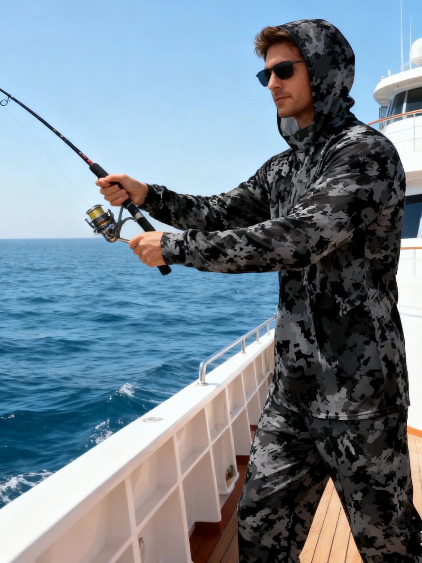 Mens Long Sleeve Fishing Hoodie Sailing Shirt