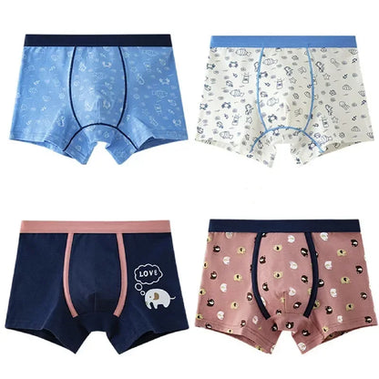 4Pcs Boys Boxer Striped Underwear
