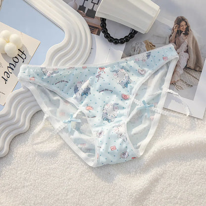 4Pcs Teen Girls Middle Waist Briefs Panties Cartoon