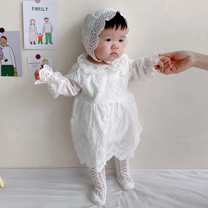 Baby Girls Long Sleeve Flower Embroidery Jumpsuit