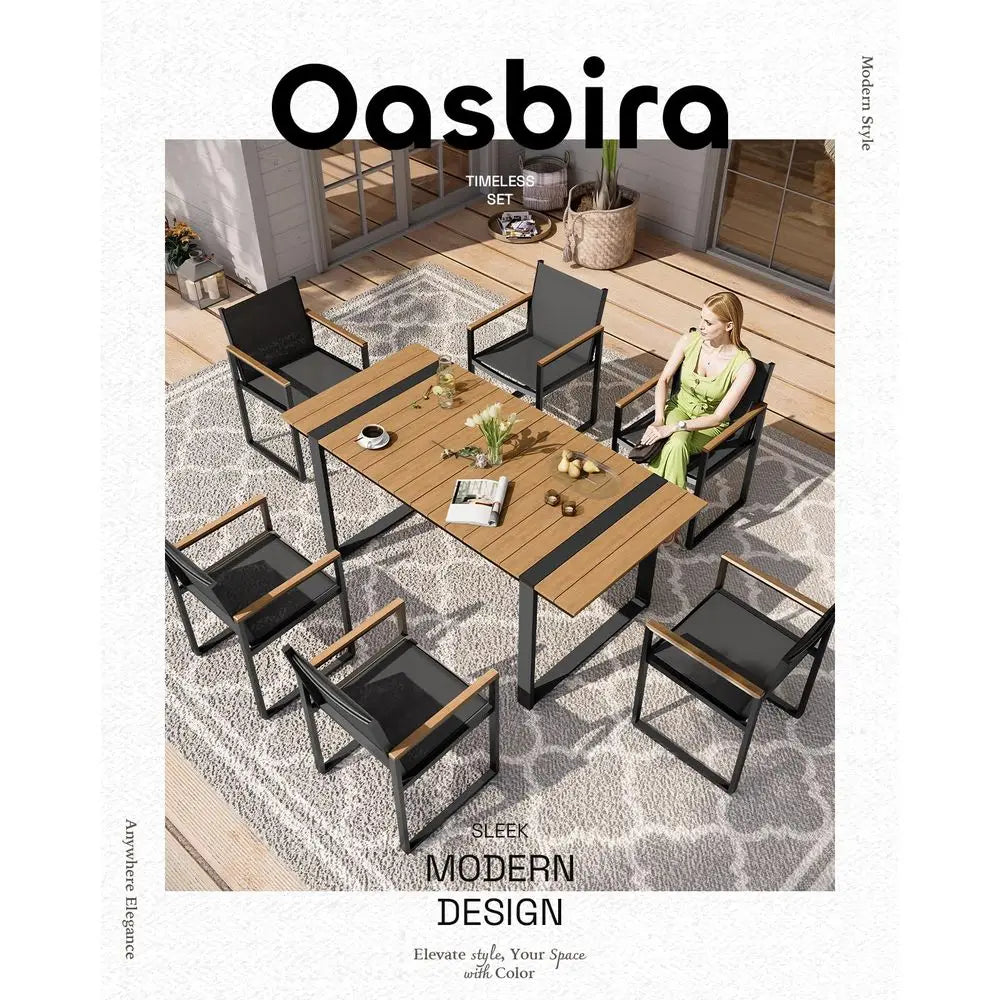 7 PCS Aluminum Patio Table and Chairs Set