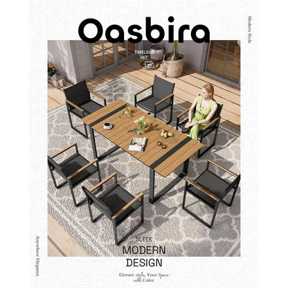 7 PCS Aluminum Patio Table and Chairs Set