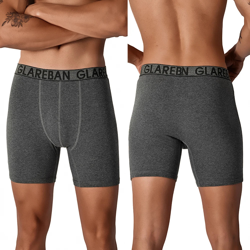 5pc Mid-Long Cotton Brand Boxer Shorts Men