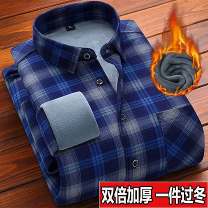 American Vintage Thickened Warm Plaid Shirt Mens