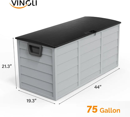 75 Gallon Outdoor Storage Box, Lockable Plastic