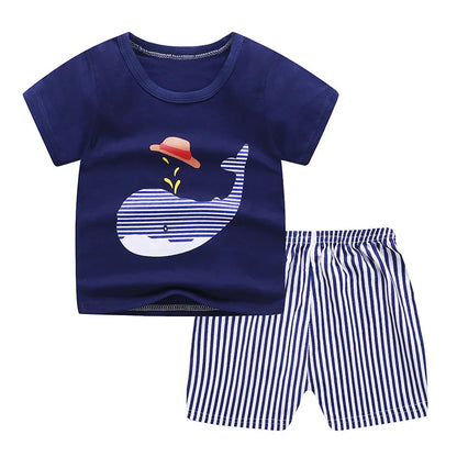 2 Pcs Cute Baby Boys/Girls Short Sleeve Pants Set