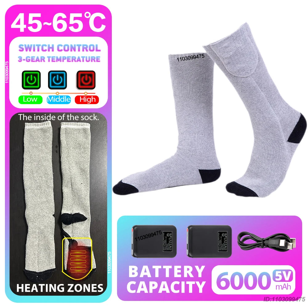 Rechargeable Anti-Cold Men Women Thermal Heated Socks