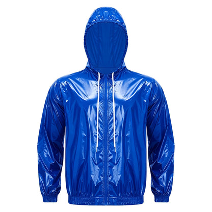 Mens Waterproof Hooded Breathable Raincoat
