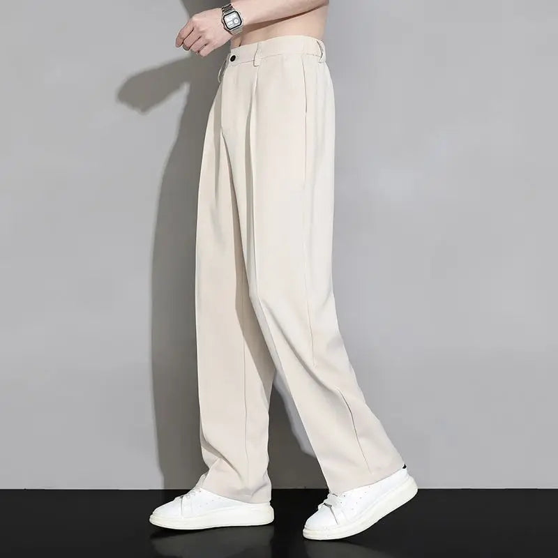 Ice Silk Men's Casual Straight Pants Fashion