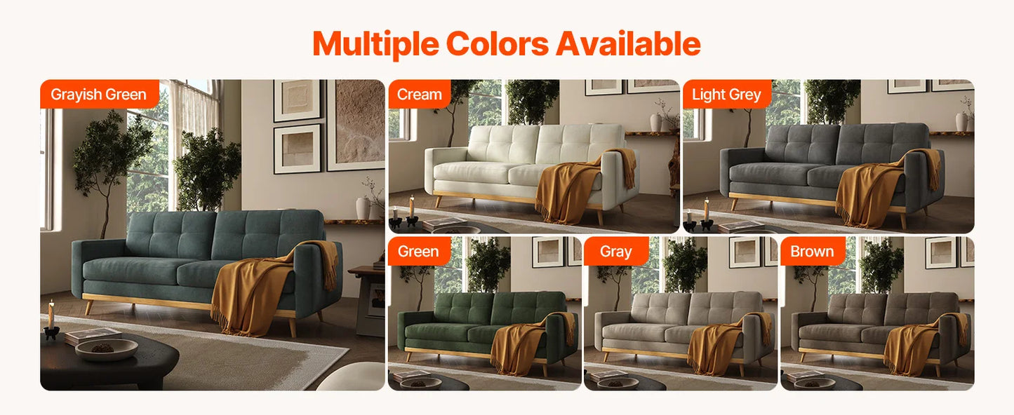 Mid-Century Modern Loveseat Sofa with Wooden Legs