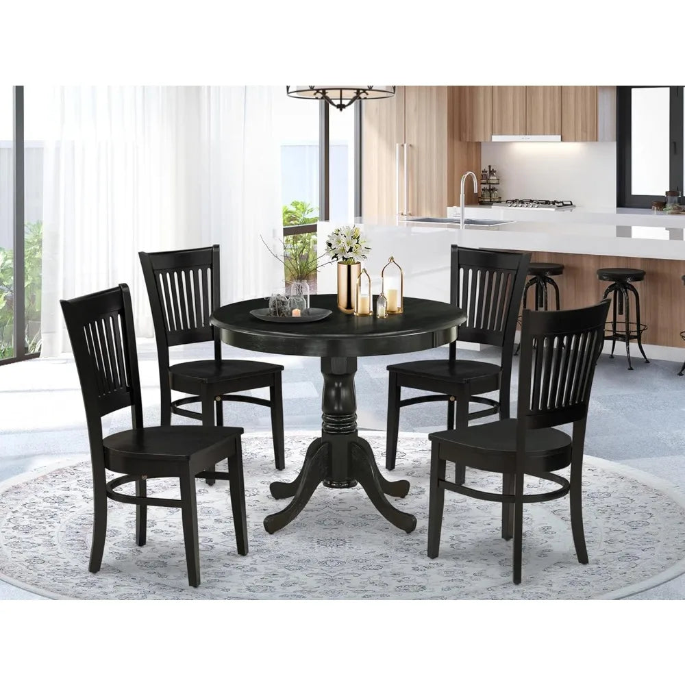 5-Piece Dining Set with Round Table and 4 Chairs