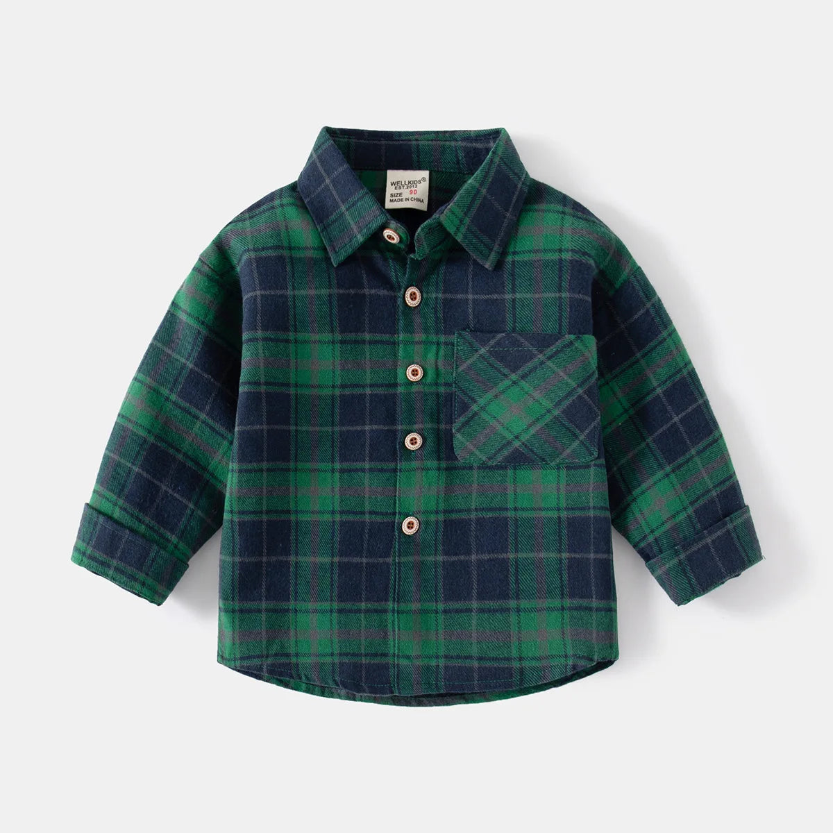 Kids Shirts With Collar Long Sleeved Plaid