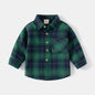 Kids Shirts With Collar Long Sleeved Plaid